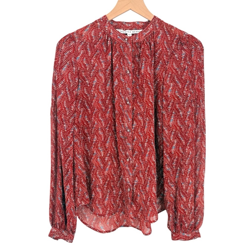Veronica Beard Silk Sheer Button Down Blouse‎ Size 2